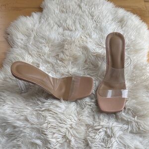 NWOT, Elegant Clear Strap Heels, size 37